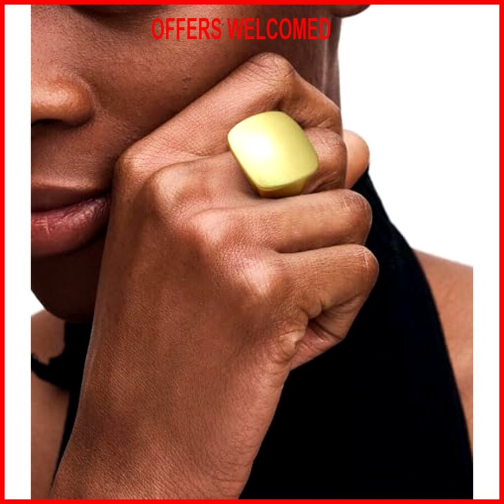 Chunky Signet Statement Ring, Wide Square Band, S… - image 2